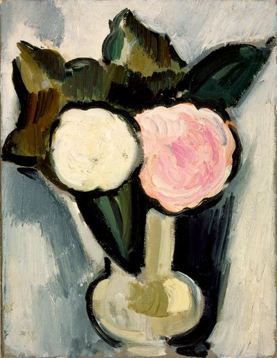 Fiori rosa e bianchi in un vaso da Marsden Hartley